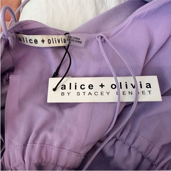 Alice + Olivia NWT Hartley Open Back Tiered Midi Dress in Lilac Size 8 - Picture 11 of 12